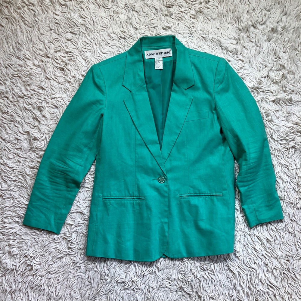 Adolfo Studio Linen Cotton Blend Blazer